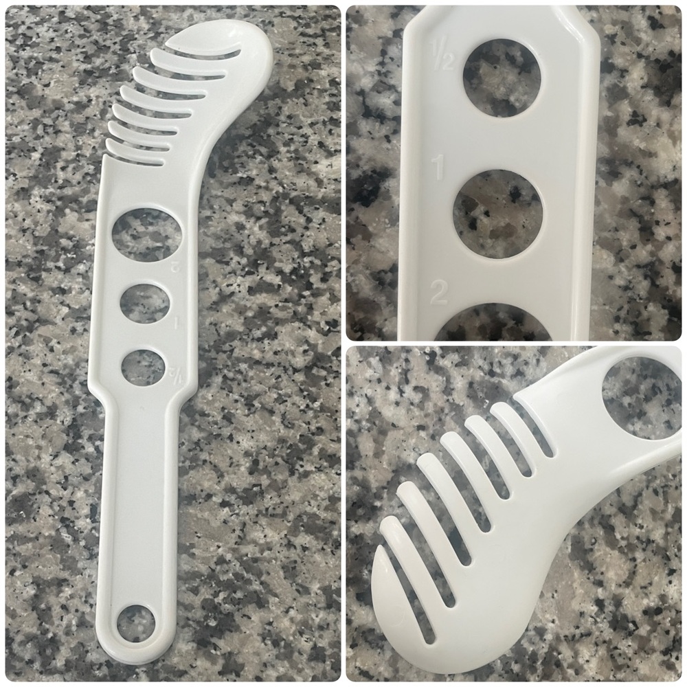 White Pasta Server Spaghetti Measurer Portion Control Sleek Utensil NWOT